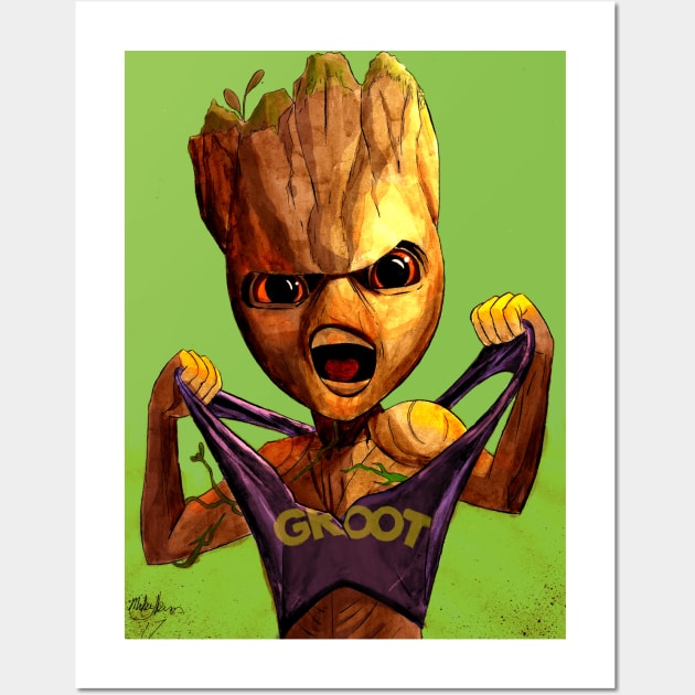 Baby Groot Wall Art by Mikekimart